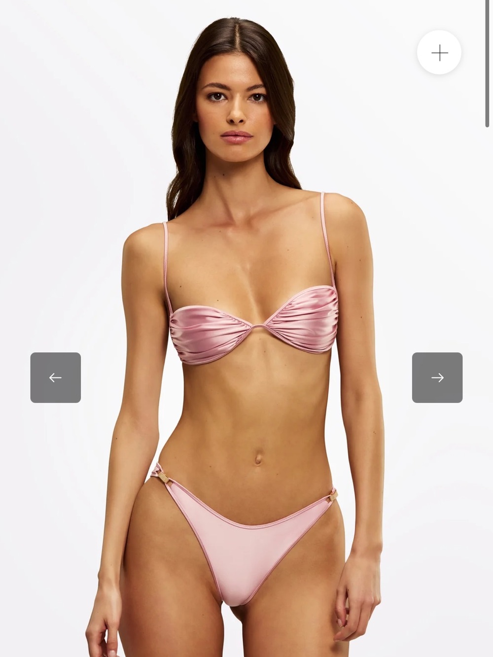 Satin Pink Twist Bikini Top & Low-Rise Bottoms